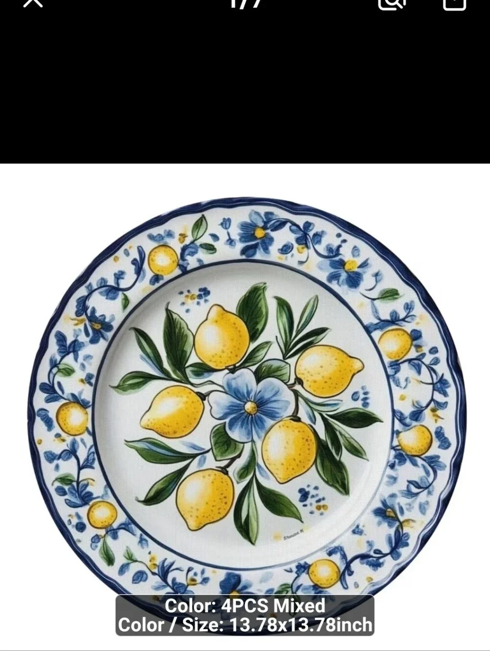 New 4pc Mediteranean Lemon Theme Round Placemats - #1547-407